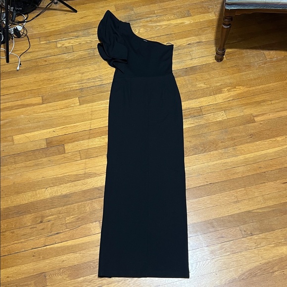 Marcella NYC Meerim One Shoulder Ruffle Ponte Maxi Dress in Black, size Small - Picture 15 of 16